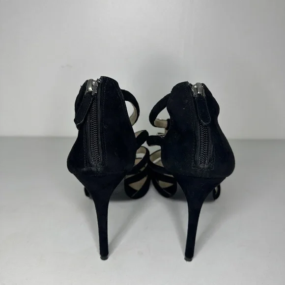 Coach Black Velvet Stiletto Holiday Heels With Silver Metal Bows sz 8.5 - Picture 7 of 9